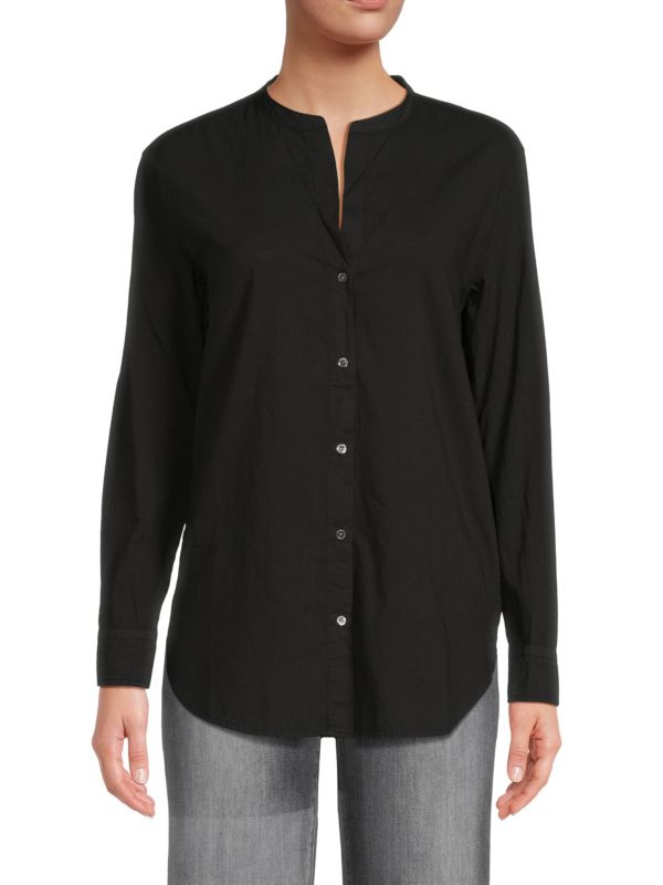 James Perse Collarless Cotton Shirt